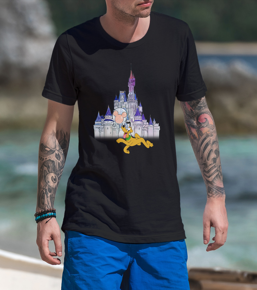 Pluto Disney Castle Mickey Balloon T-Shirt