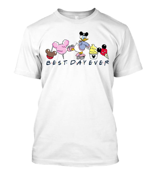 Best Day Ever Disney Donald Roller Skating Mickey Ears Treats T-Shirt