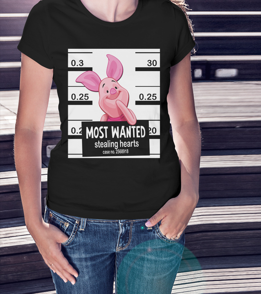 Most Wanted Piglet Stealing Hearts Mugshot Case No. 2568918 T-Shirt