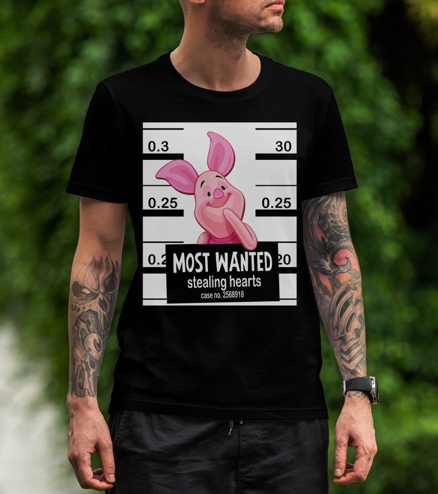 Most Wanted Piglet Stealing Hearts Mugshot Case No. 2568918 T-Shirt