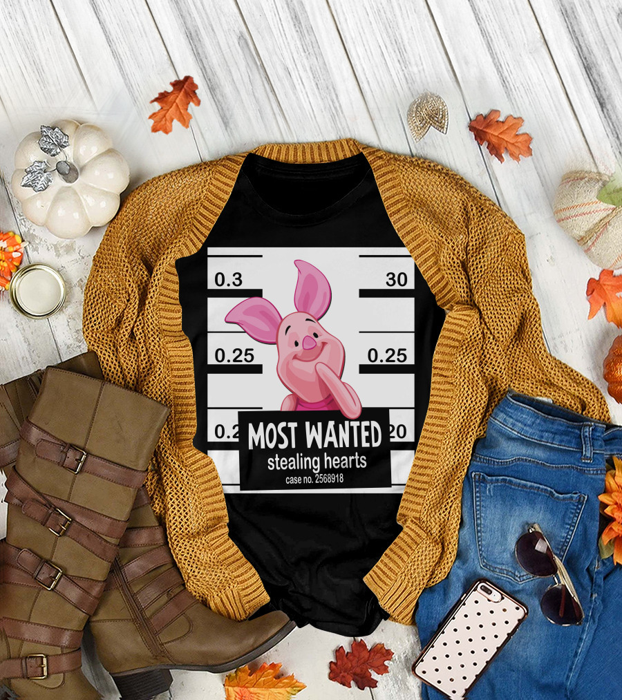 Most Wanted Piglet Stealing Hearts Mugshot Case No. 2568918 T-Shirt