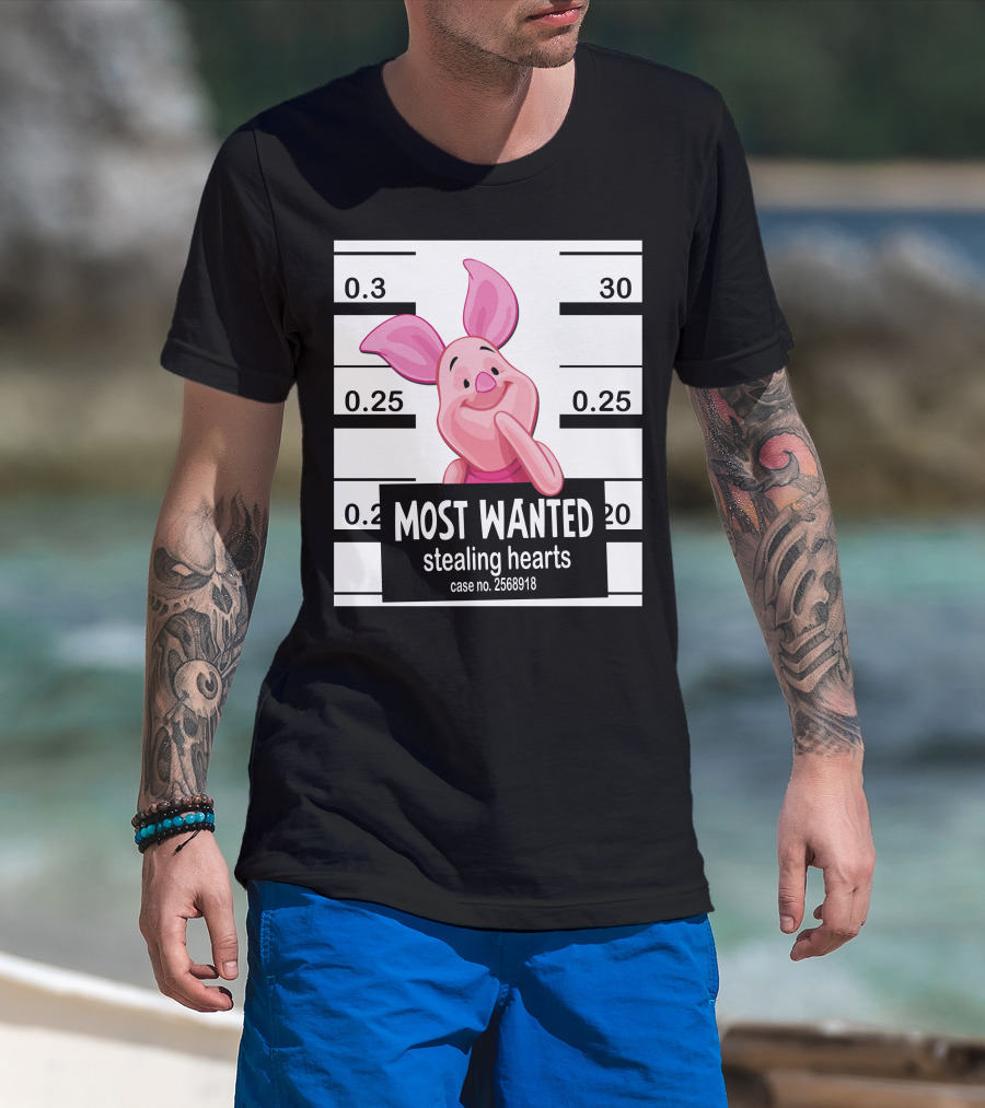 Most Wanted Piglet Stealing Hearts Mugshot Case No. 2568918 T-Shirt