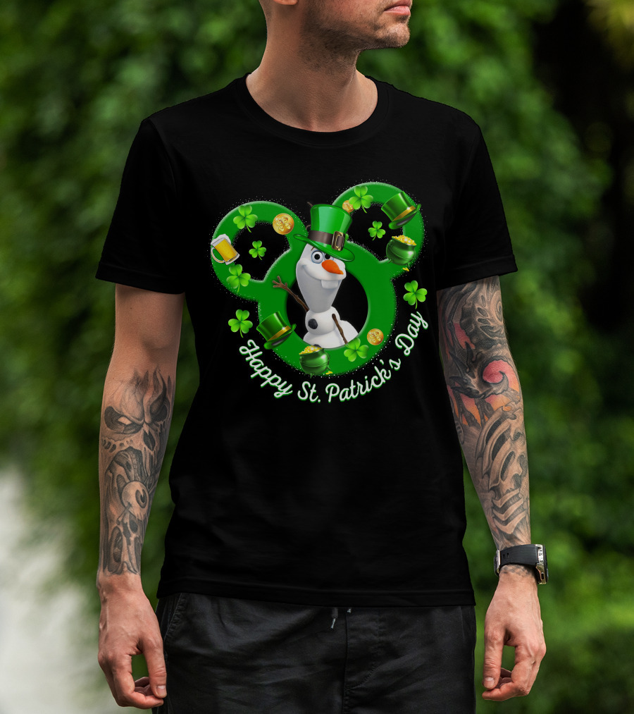 Olaf Happy St. Patrick's Day Mickey Mouse Shamrocks And Hats T-Shirt