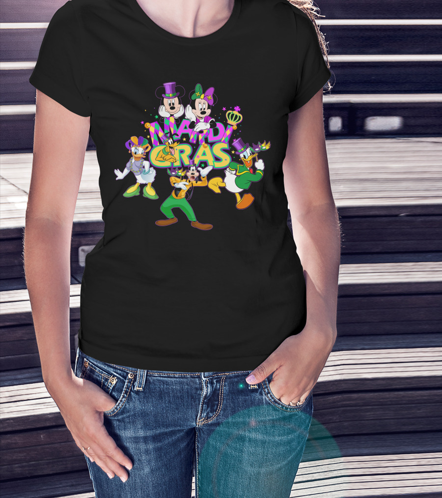 Mardi Gras Mickey Minnie Donald Daisy Goofy T-Shirt
