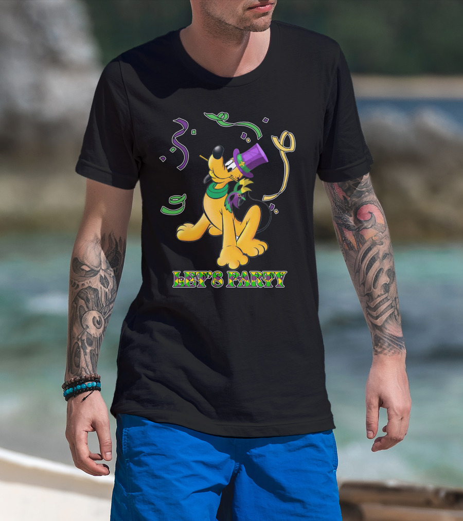 Pluto Let's Party With Mardi Gras Theme T-Shirt