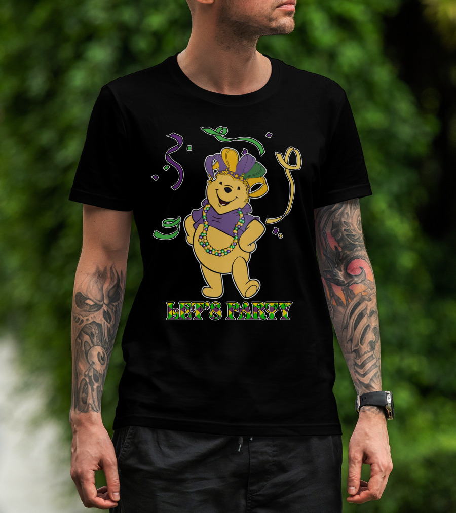 Pooh Let's Party Mardi Gras Celebration T-Shirt