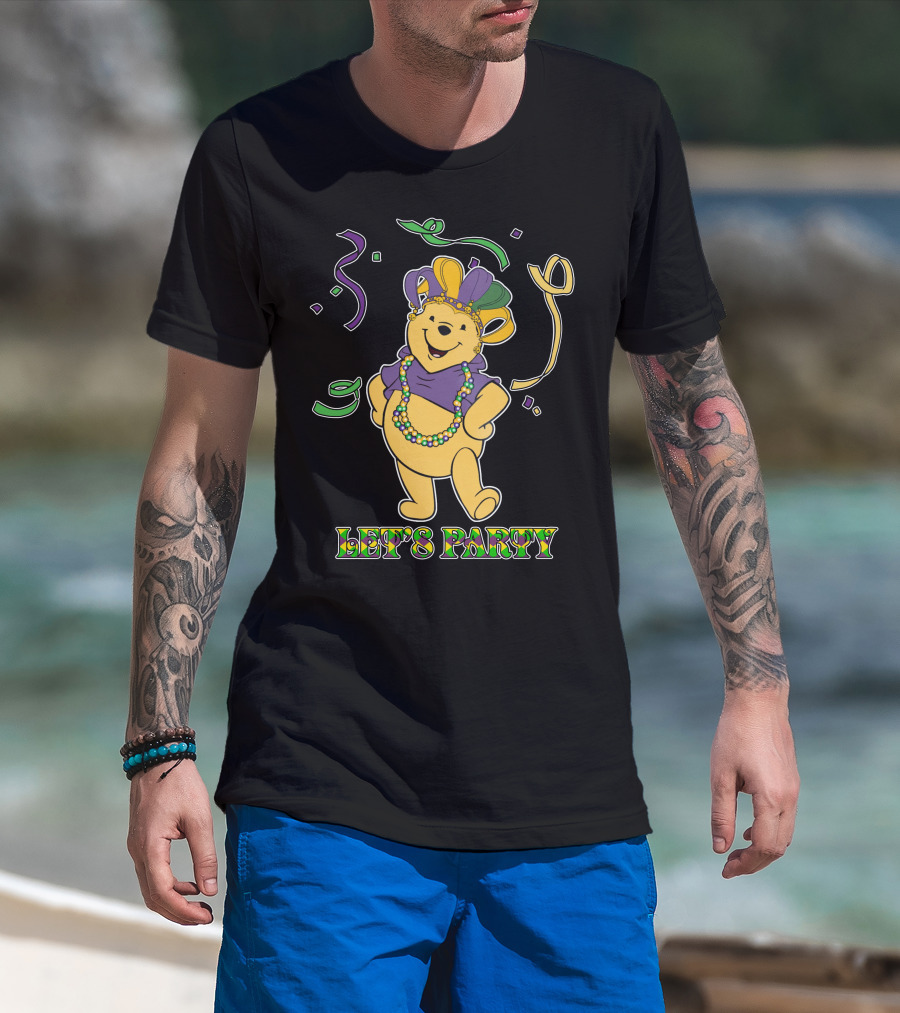 Pooh Let's Party Mardi Gras Celebration T-Shirt
