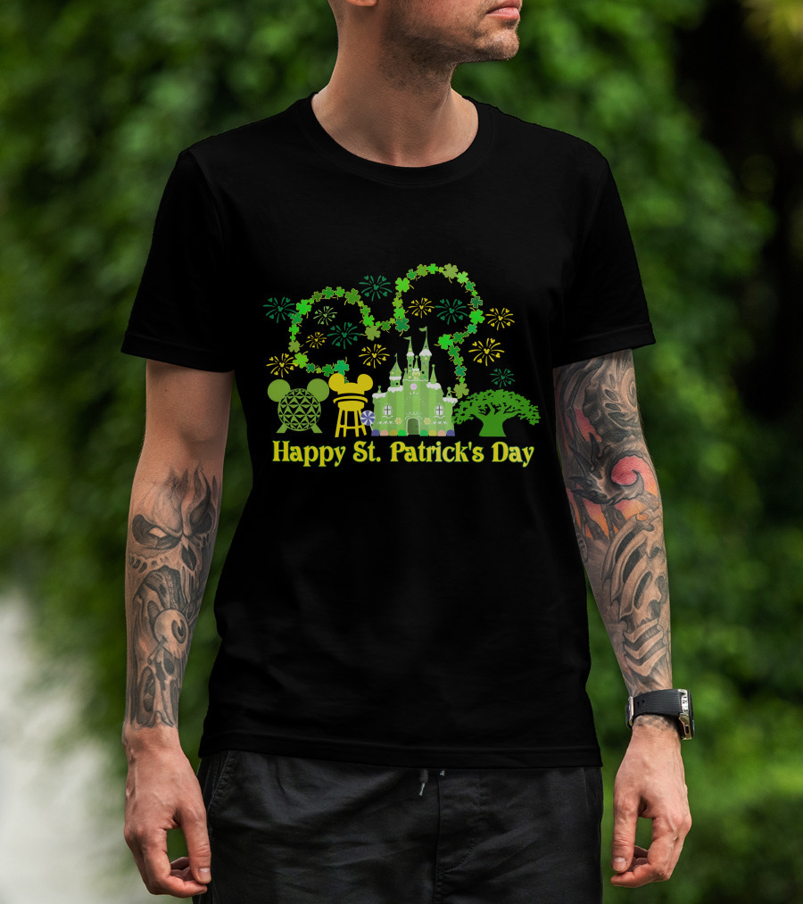 Happy St. Patrick's Day At Disney With Icons And Castles T-Shirt
