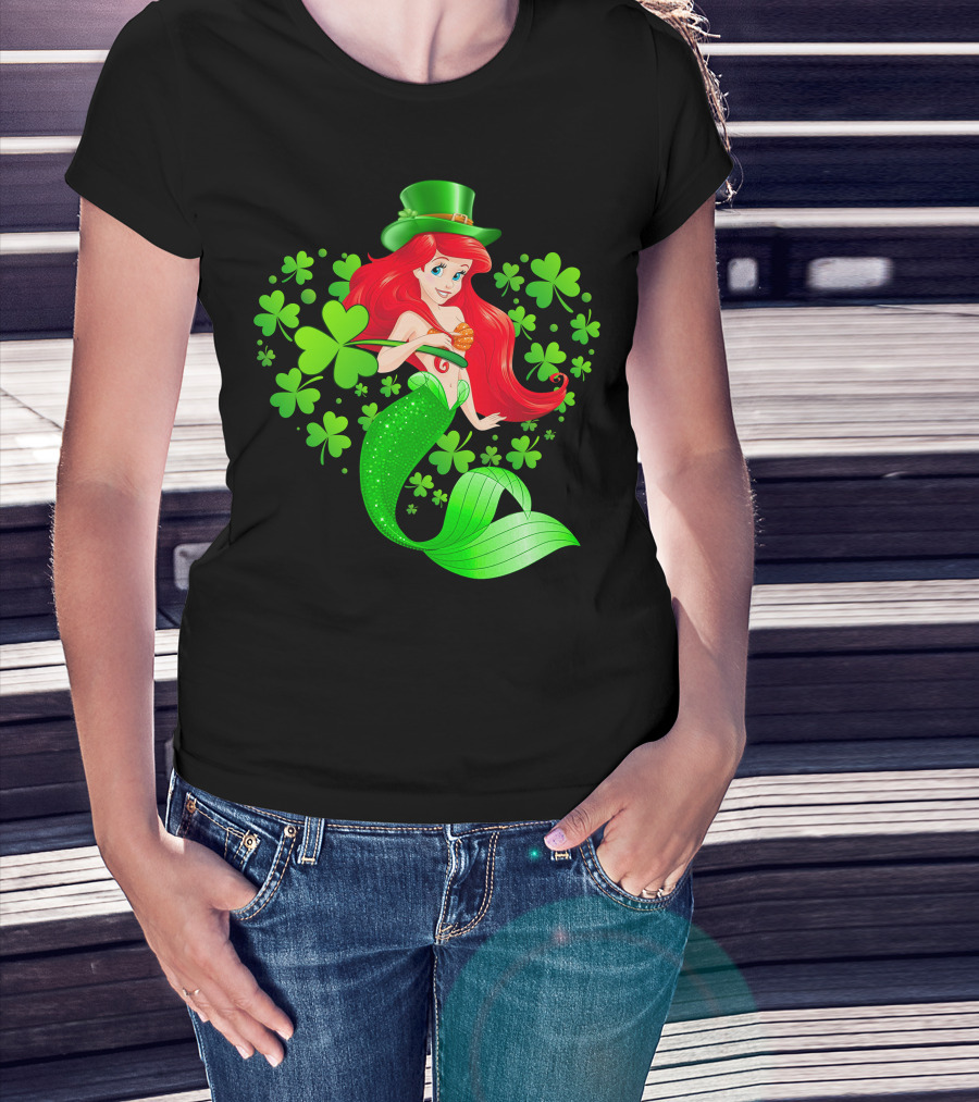 Ariel St. Patrick's Day Clover Mermaid T-Shirt