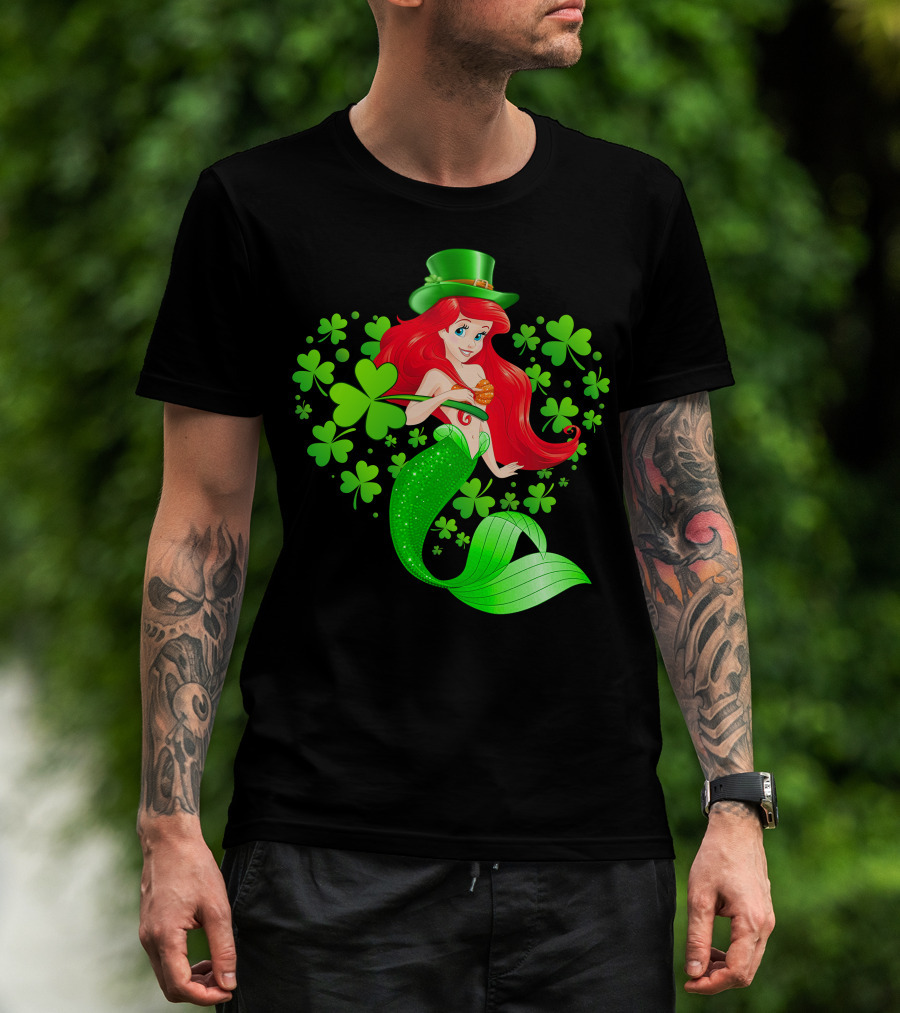 Ariel St. Patrick's Day Clover Mermaid T-Shirt