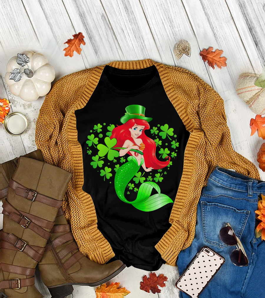 Ariel St. Patrick's Day Clover Mermaid T-Shirt