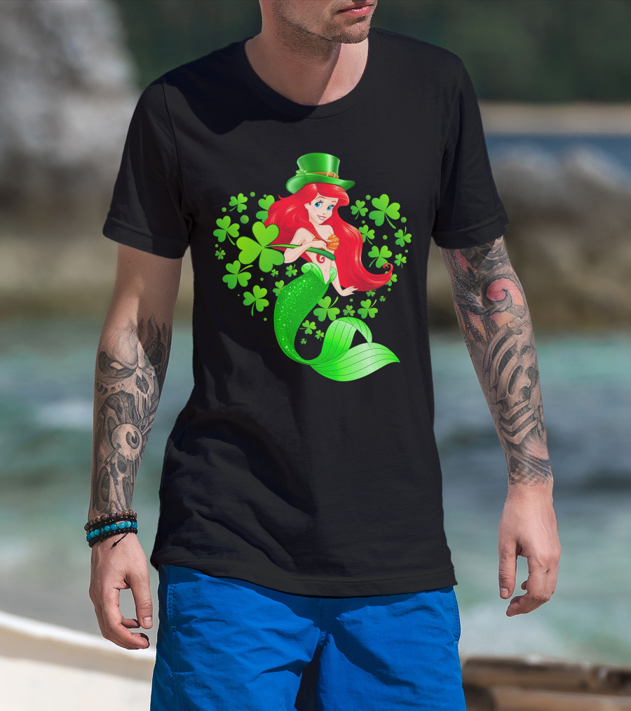 Ariel St. Patrick's Day Clover Mermaid T-Shirt