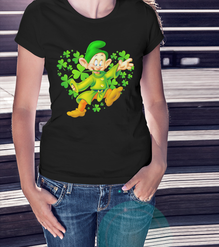 Dopey Green Clover Dance With Shamrocks T-Shirt