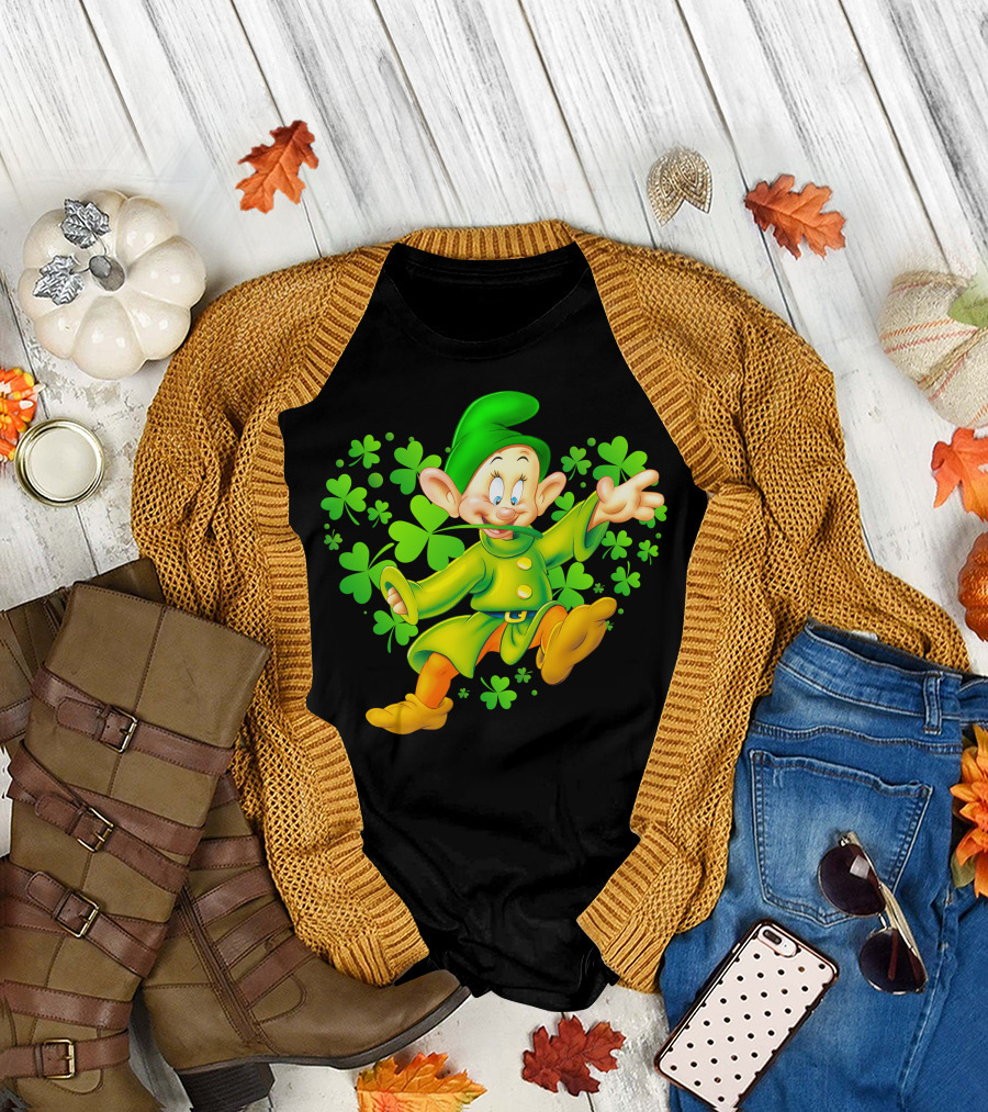 Dopey Green Clover Dance With Shamrocks T-Shirt