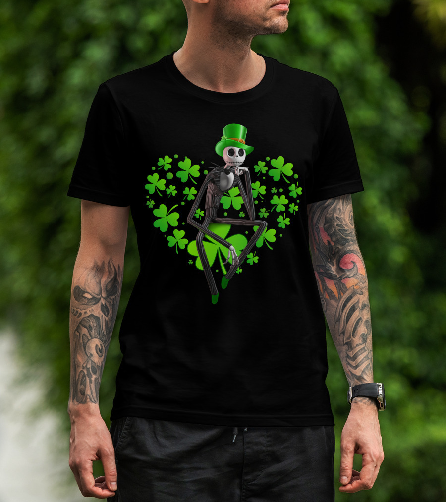 Jack Skellington St. Patrick's Day Clover Theme T-Shirt