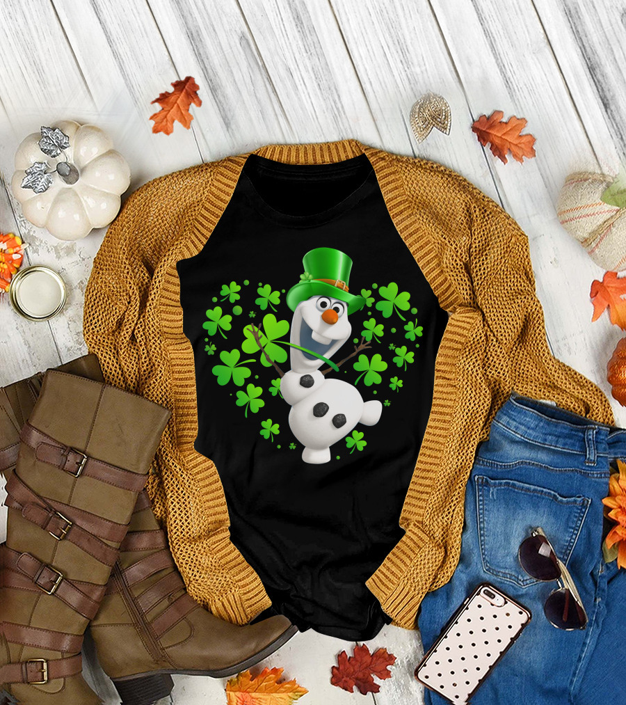 Olaf St. Patrick's Day Green Shamrocks And Hat T-Shirt