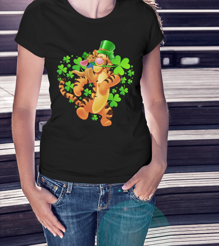 Tigger St. Patrick's Day Shamrocks Cartoon Character T-Shirt
