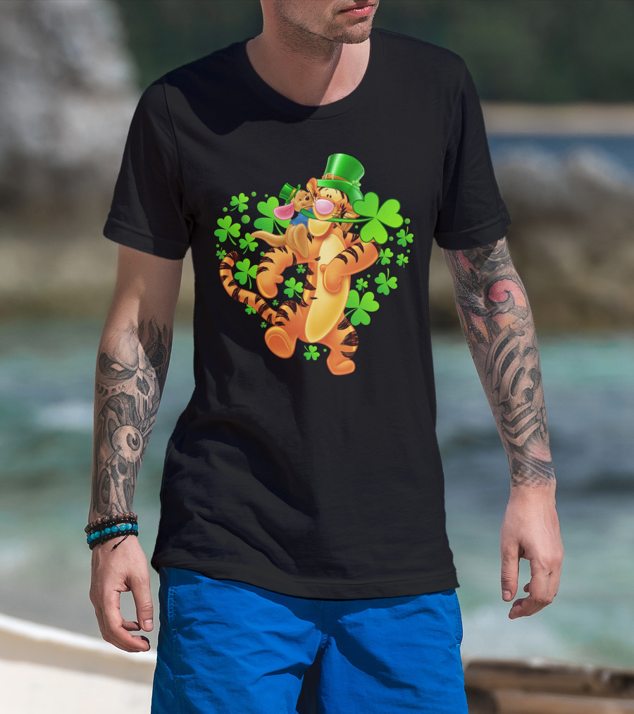 Tigger St. Patrick's Day Shamrocks Cartoon Character T-Shirt