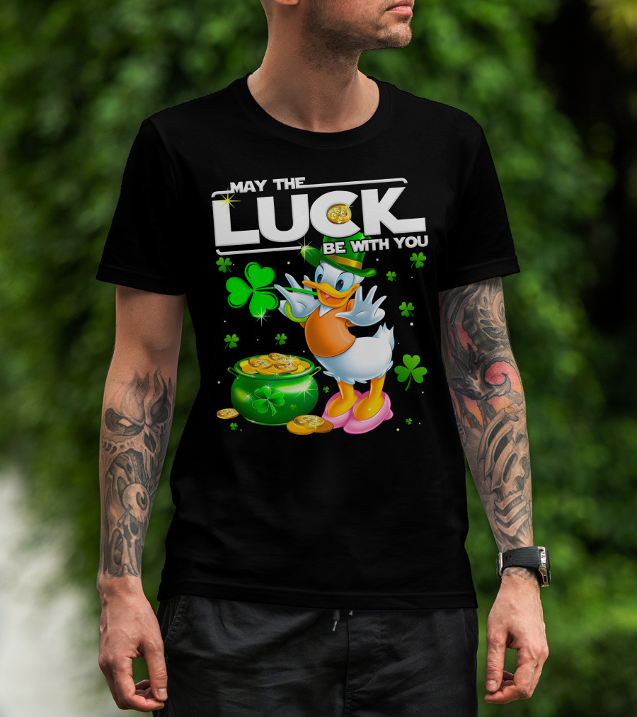 May The Luck Be With You Daisy Duck With Shamrocks And Pot Of Gold T-Shirt