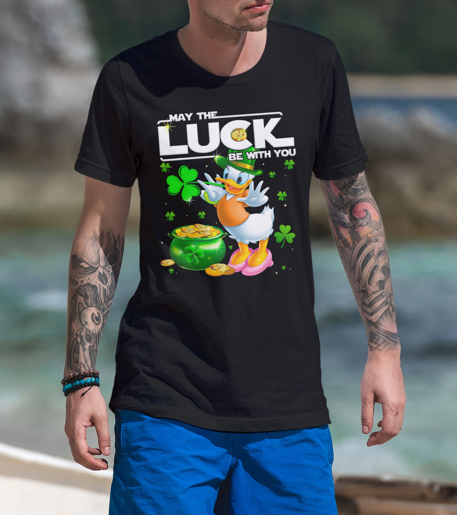 May The Luck Be With You Daisy Duck With Shamrocks And Pot Of Gold T-Shirt