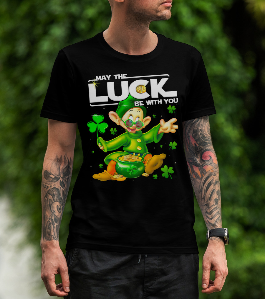 May The Luck Be With You Dopey Coins Shamrock Pot T-Shirt