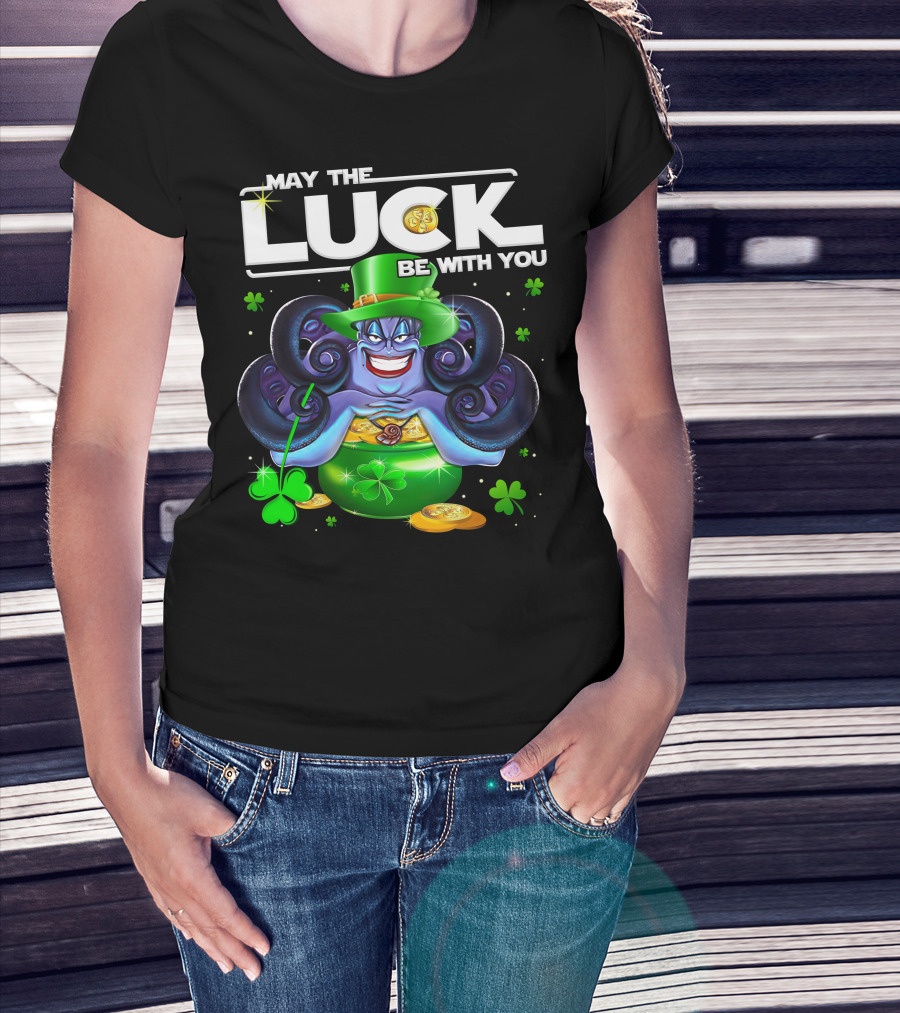 May The Luck Be With You Ursula Clovers And Gold Coins T-Shirt