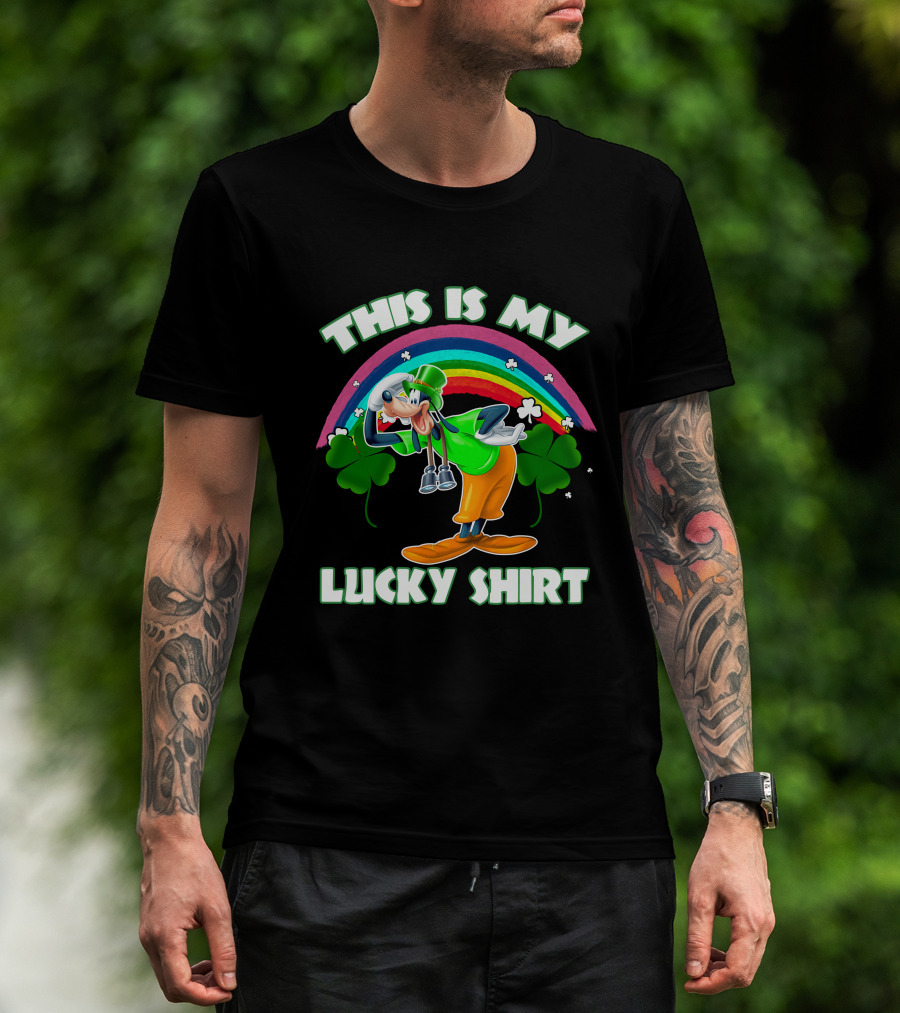 This Is My Lucky Shirt Goofy Rainbow Shamrocks T-Shirt
