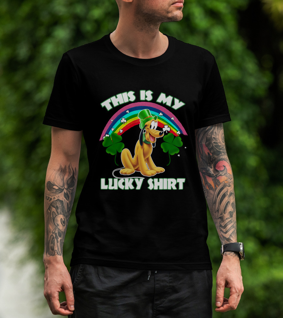 This Is My Lucky Shirt Pluto Rainbow Clover St. Patrick's Day T-Shirt