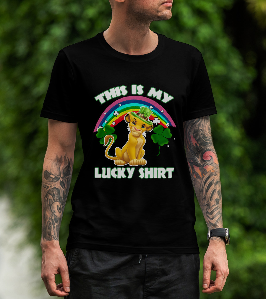 This Is My Lucky Shirt Simba Rainbow Shamrocks T-Shirt