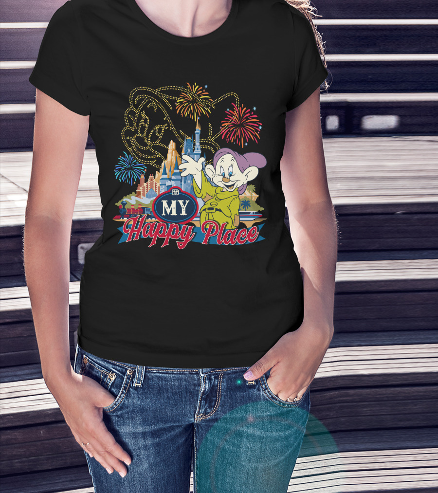 My Happy Place Dopey Fireworks Disney Castle T-Shirt