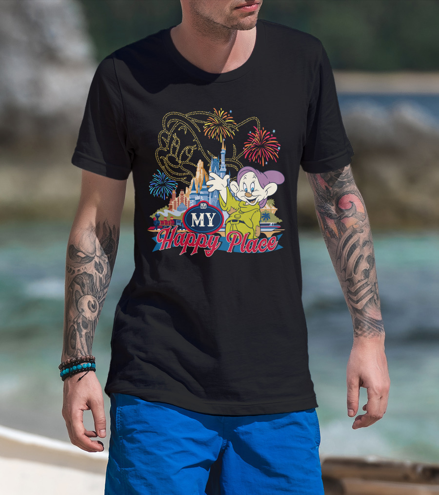 My Happy Place Dopey Fireworks Disney Castle T-Shirt