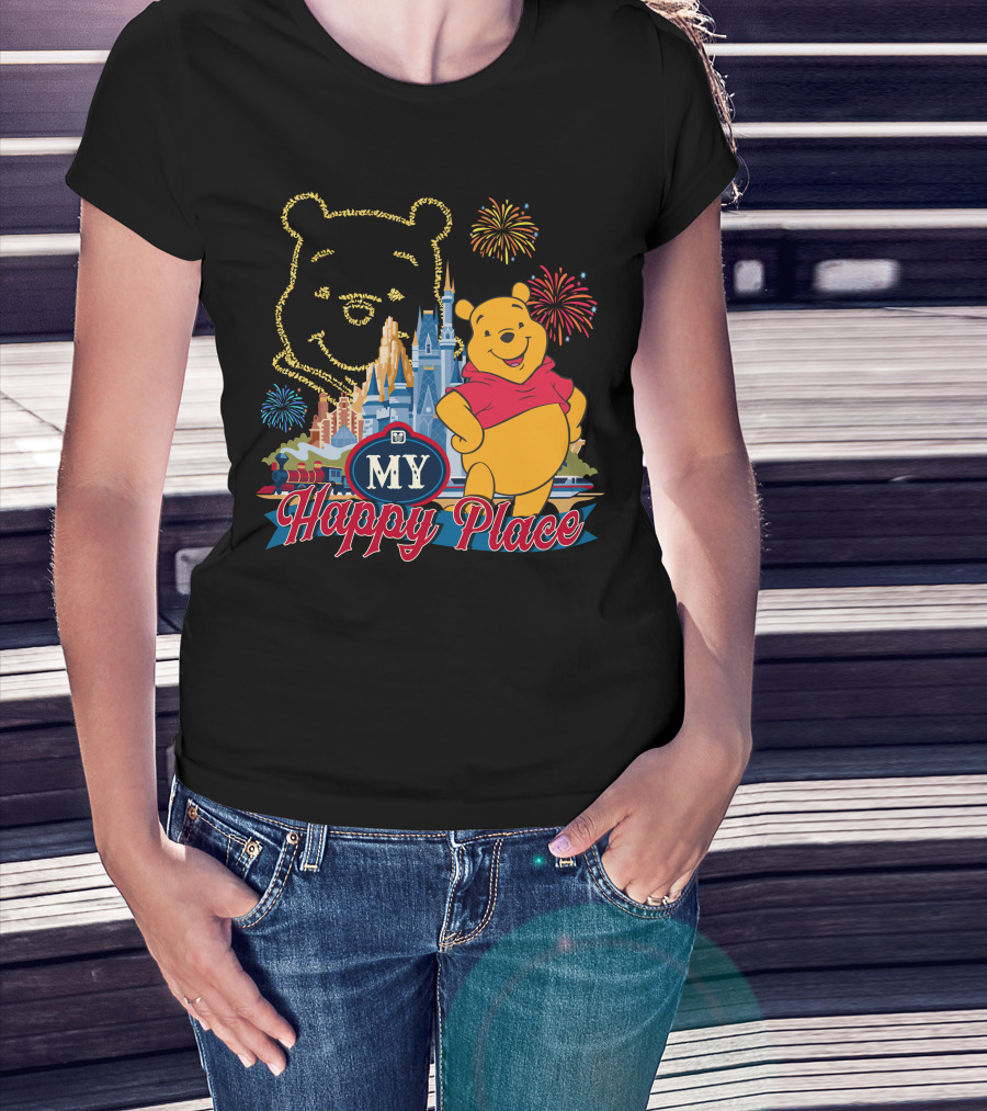 My Happy Place Pooh Fireworks Magic Kingdom T-Shirt