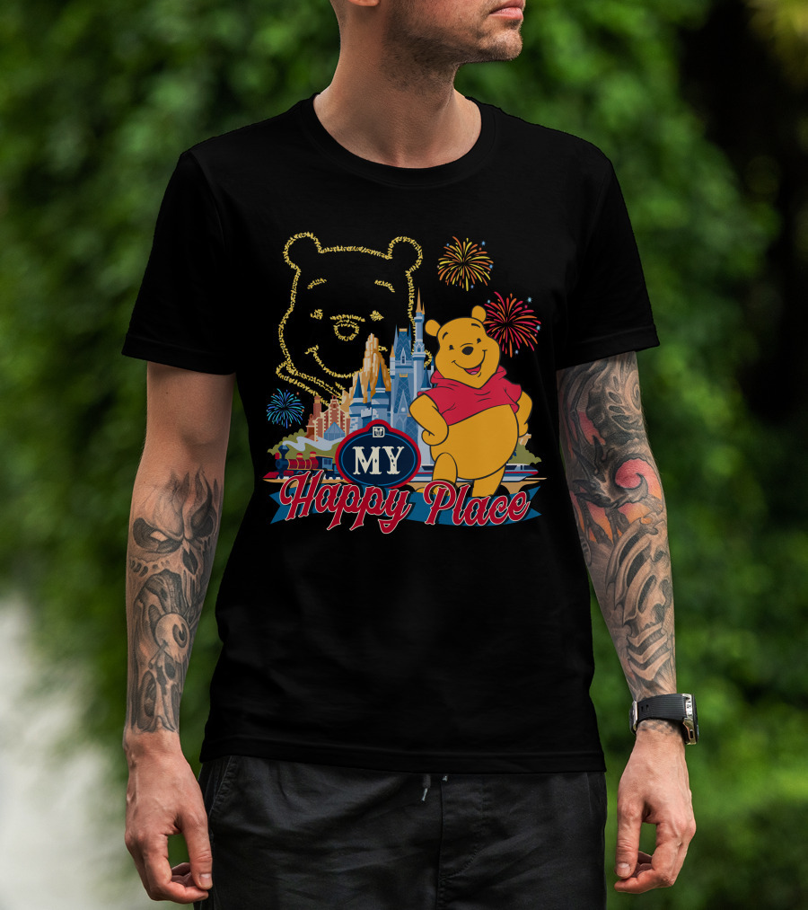 My Happy Place Pooh Fireworks Magic Kingdom T-Shirt