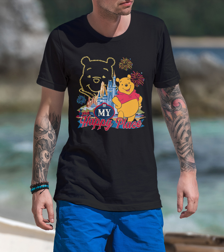 My Happy Place Pooh Fireworks Magic Kingdom T-Shirt