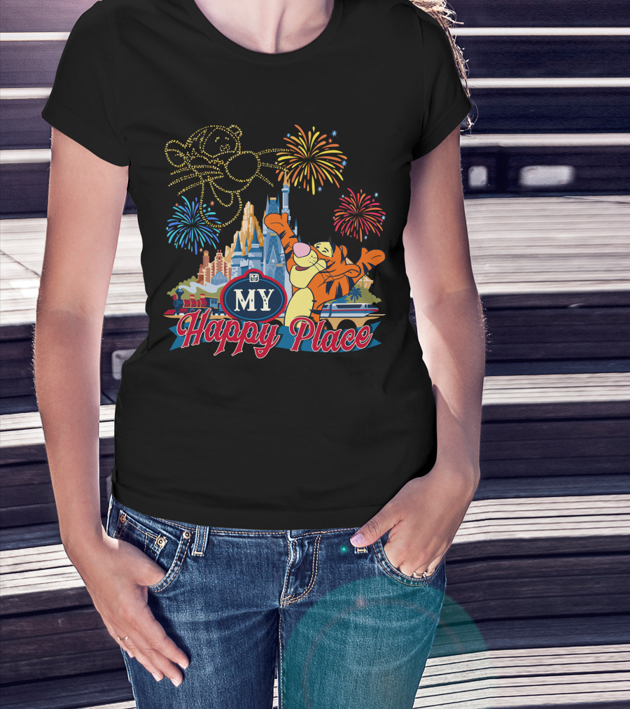 My Happy Place Tigger Castle Fireworks Celebration T-Shirt