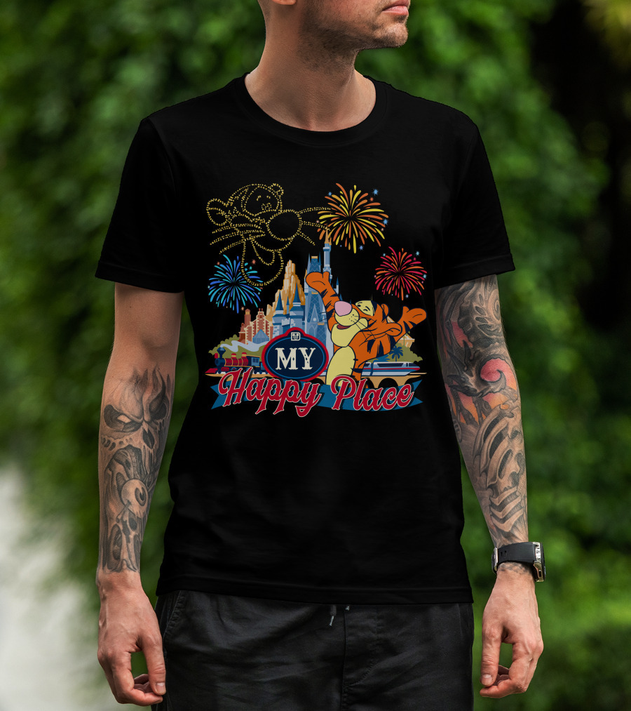 My Happy Place Tigger Castle Fireworks Celebration T-Shirt