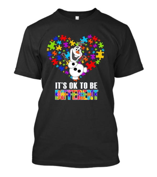 Olaf It's Ok To Be Different Puzzle Heart T-Shirt