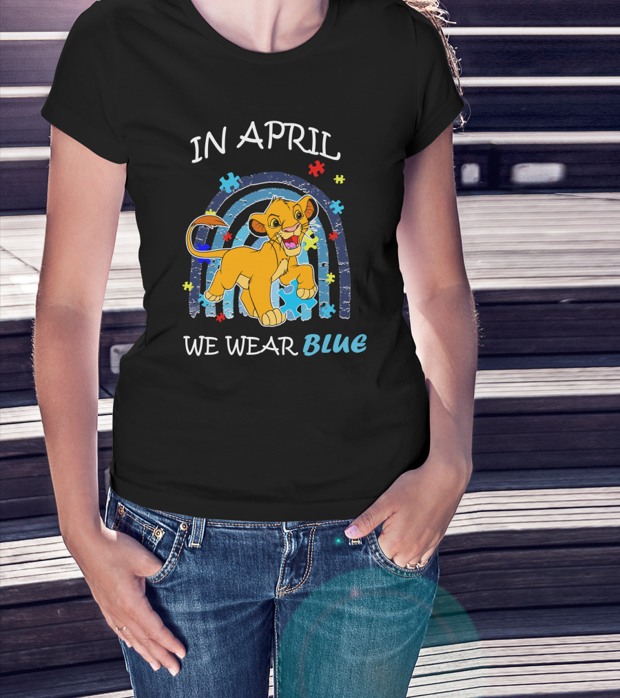 In April We Wear Blue Simba Autism Awareness T-Shirt