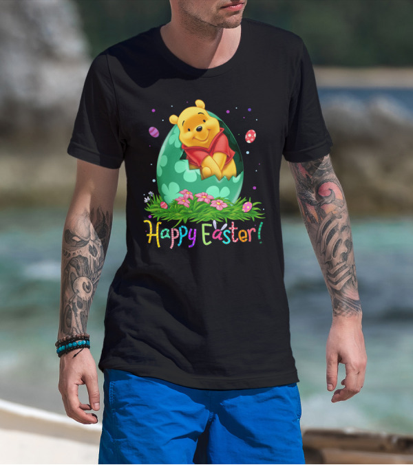 Happy Easter Pooh Bear Egg Flowers T-Shirt