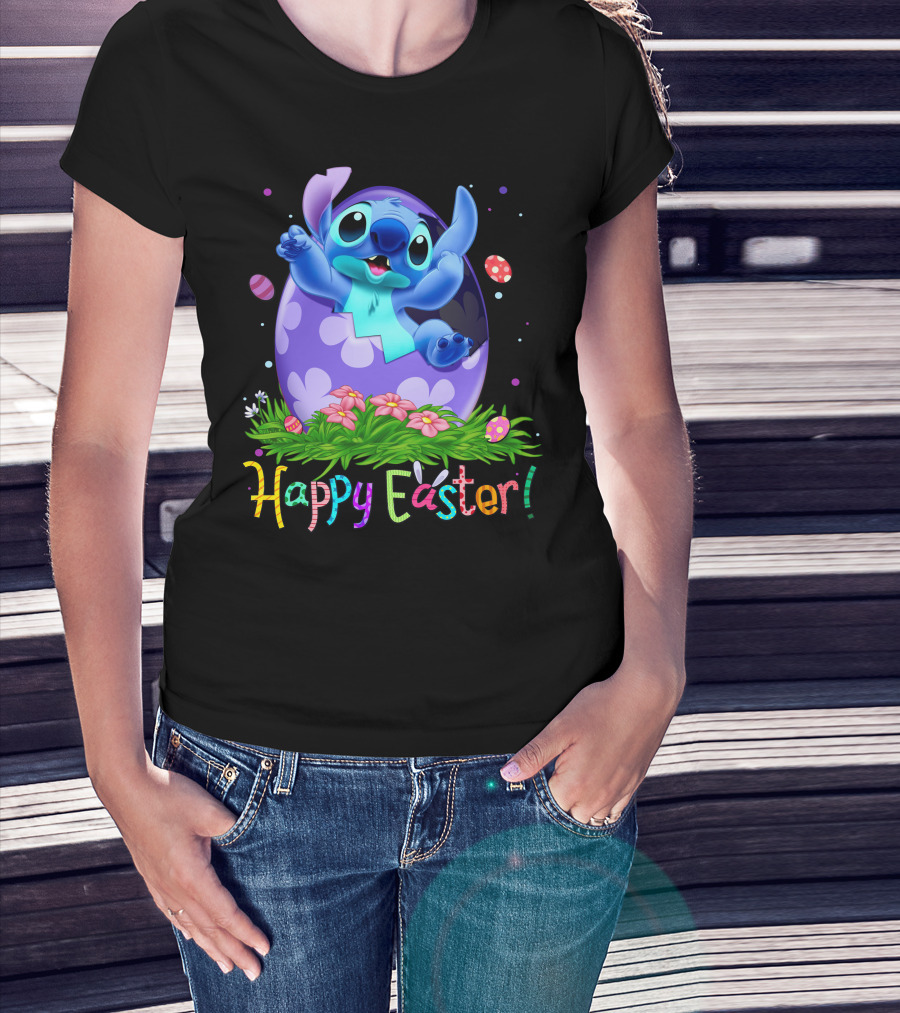 Stitch Happy Easter Egg Celebration T-Shirt