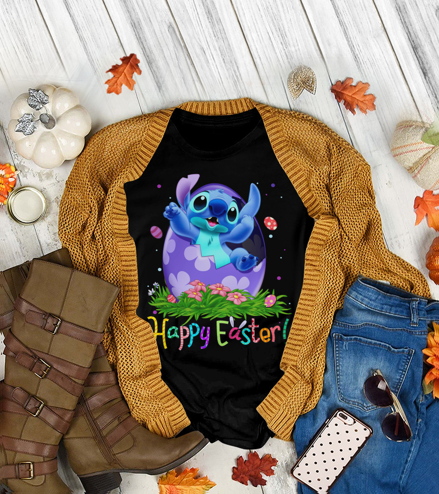 Stitch Happy Easter Egg Celebration T-Shirt