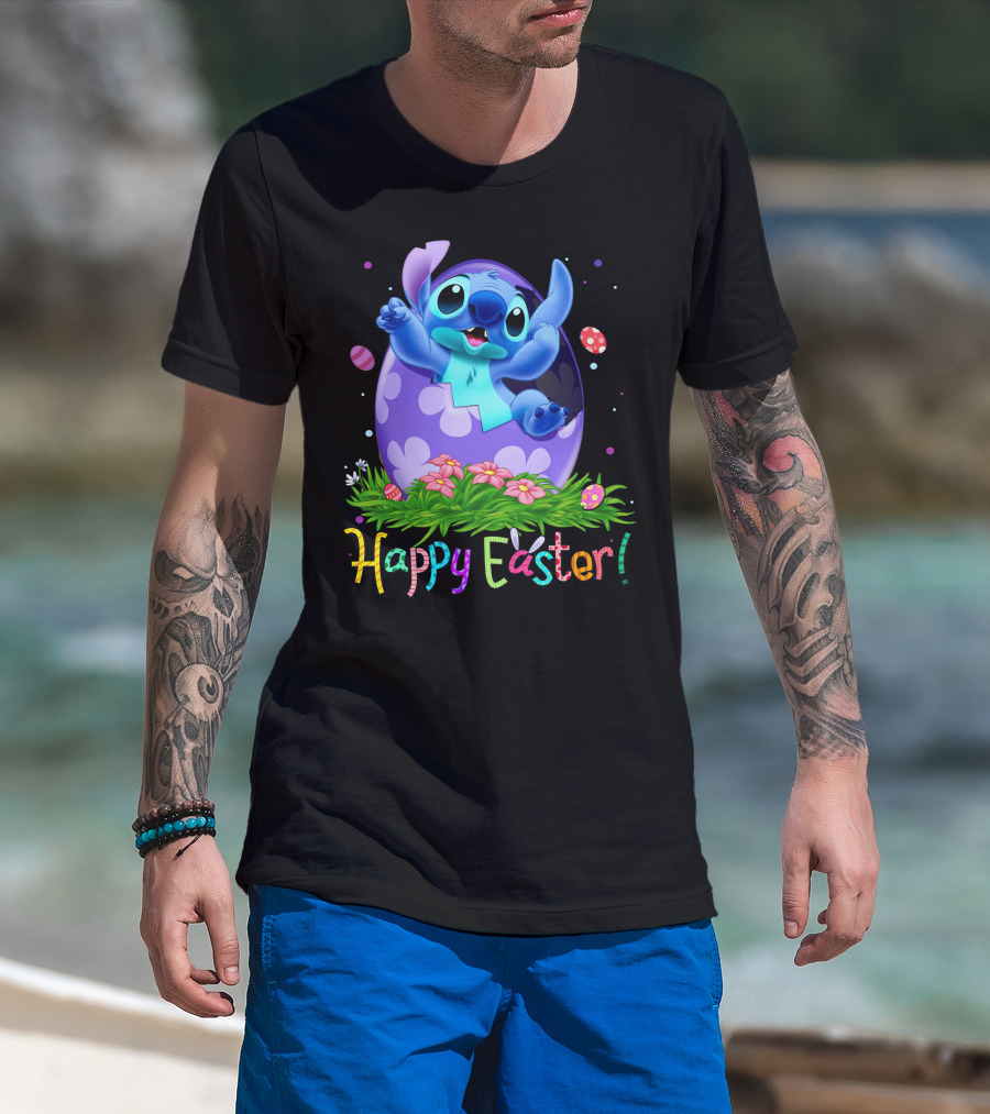 Stitch Happy Easter Egg Celebration T-Shirt
