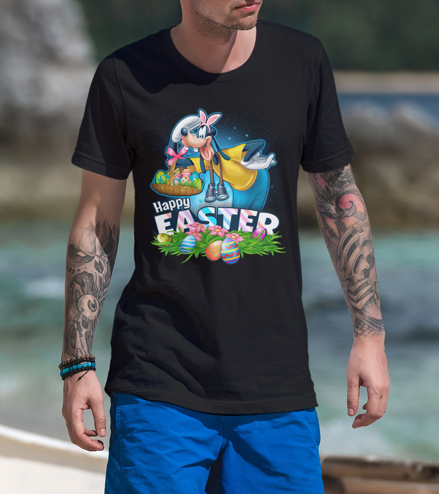 Goofy Happy Easter Basket Of Eggs T-Shirt