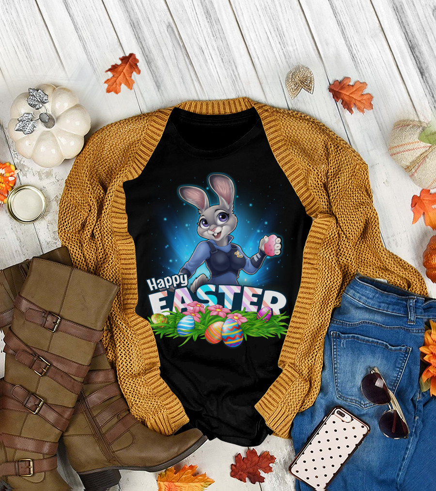 Happy Easter Judy Hopps with Colorful Easter Eggs T-Shirt