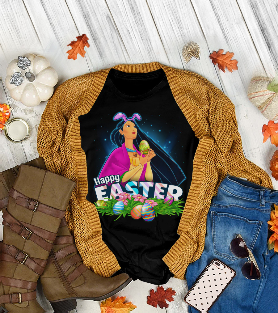 POCAHONTAS Happy Easter Bunny Ears and Eggs T-Shirt