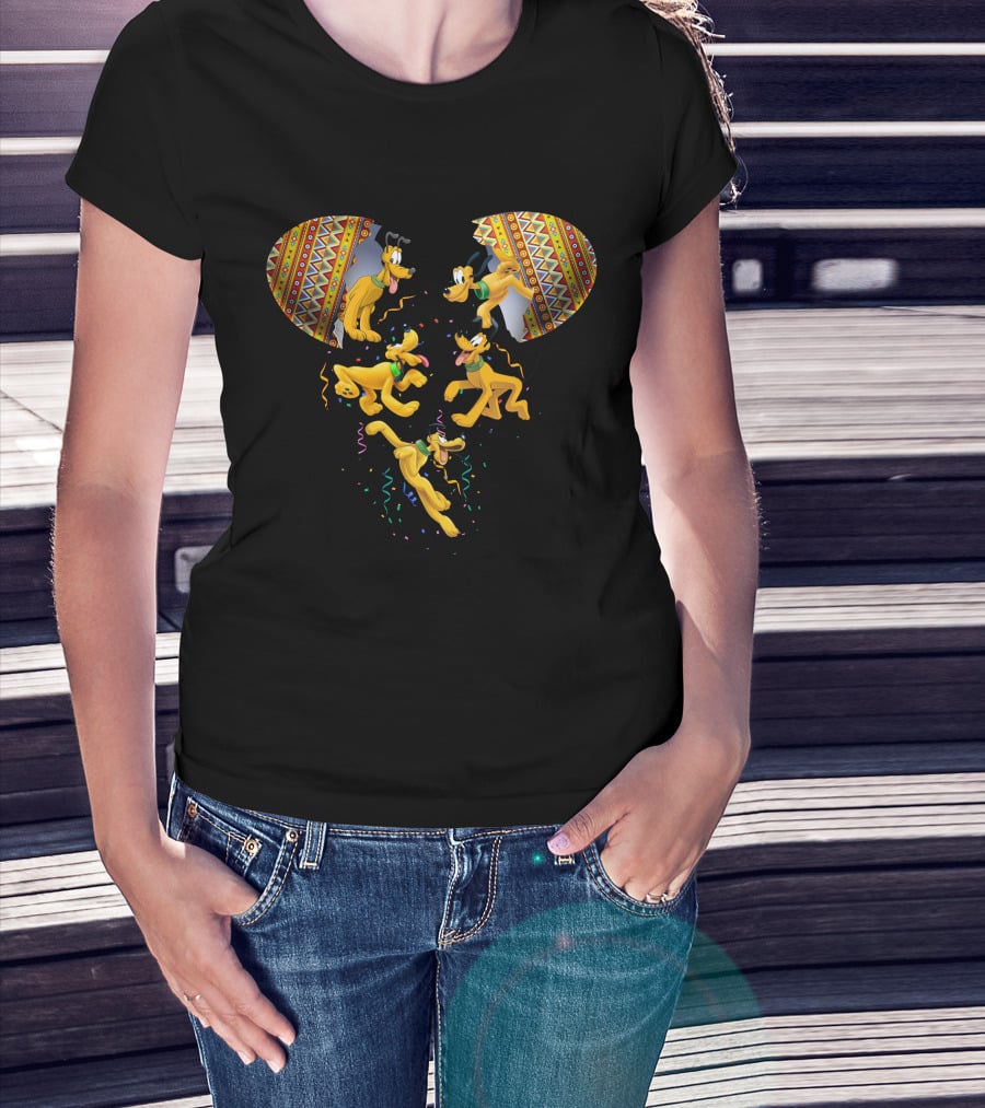 Mickey Mouse Pluto Celebratory Confetti Explosion T-Shirt