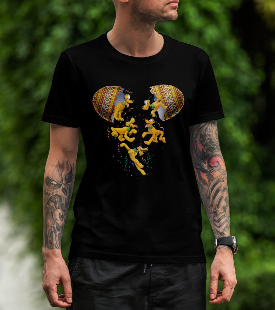 Mickey Mouse Pluto Celebratory Confetti Explosion T-Shirt