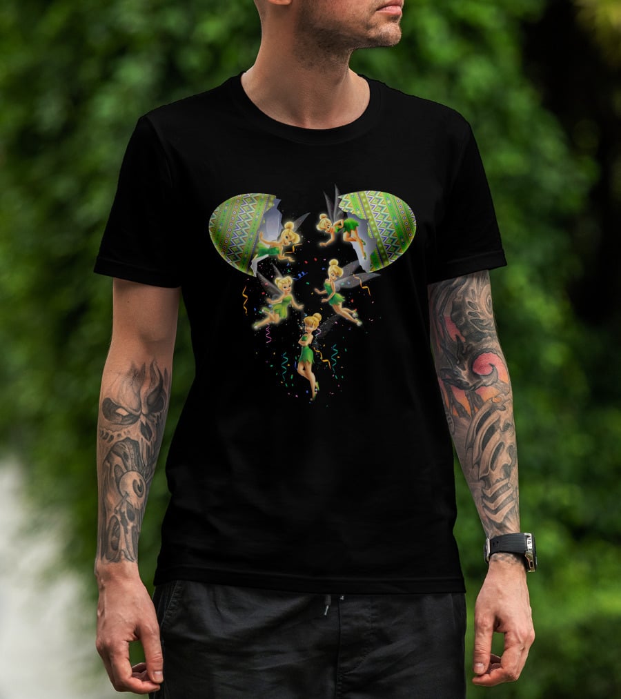 Tinker Bell Disney Fairy Heart With Colorful Sparkle Burst T-Shirt