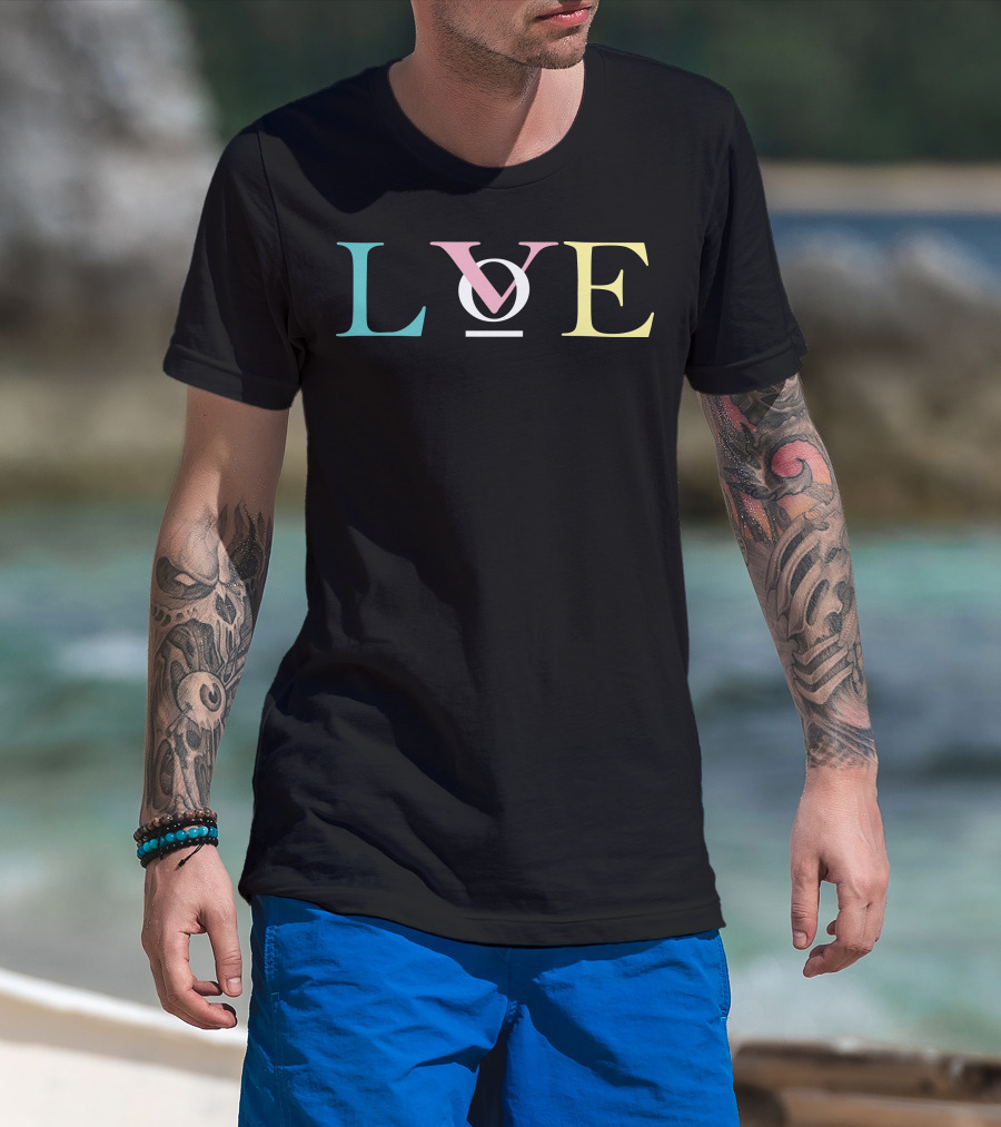 LOVE OV Letters With Pastel Colors And Circle T-Shirt