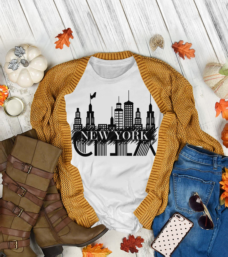 NEW YORK CITY Skyline Architecture Illustration with Skyscrapers T-Shirt